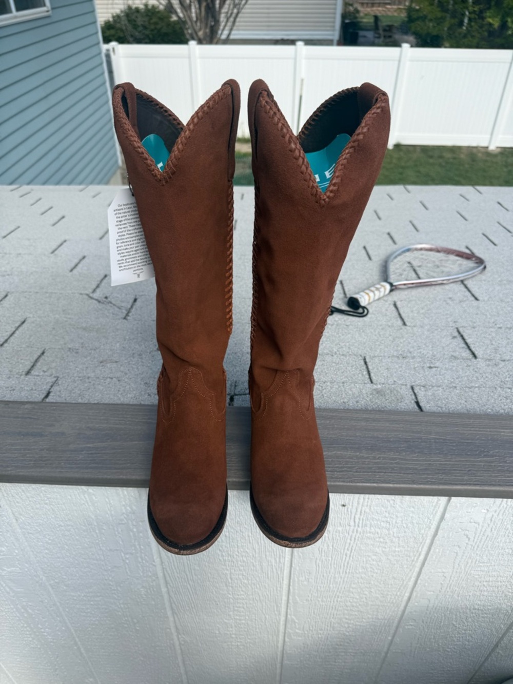 Women's Brown Plain Jane Lane Suede Western Knee-High Boots